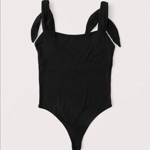Abercrombie & Fitch Bare Shoulder-Tie Bodysuit One-Piece Thong Back Soft Drapey